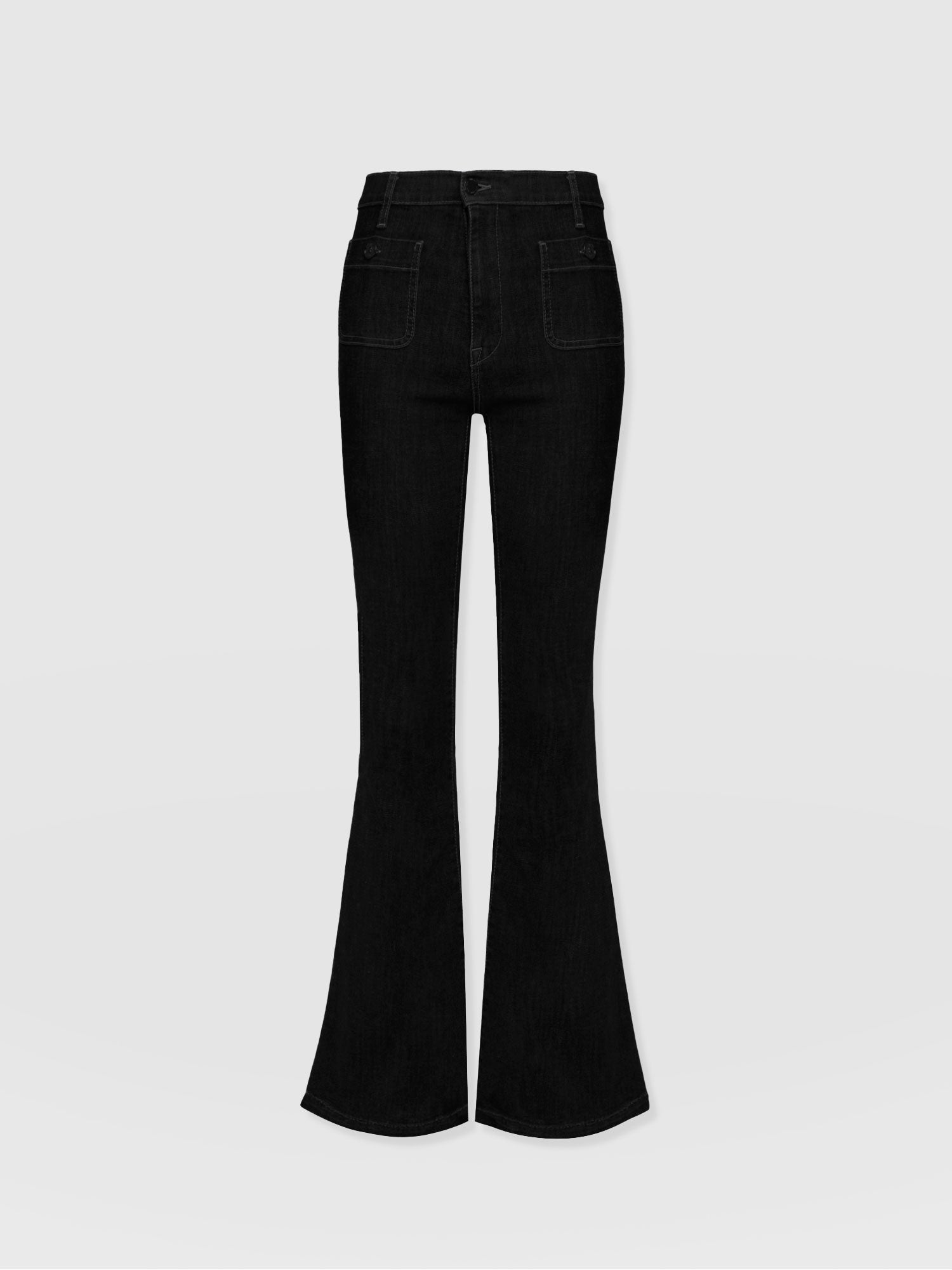 Bowie Stretch Flare Jean - Jet Black - Women's Denims | Saint + Sofia® EU